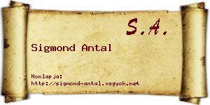 Sigmond Antal névjegykártya